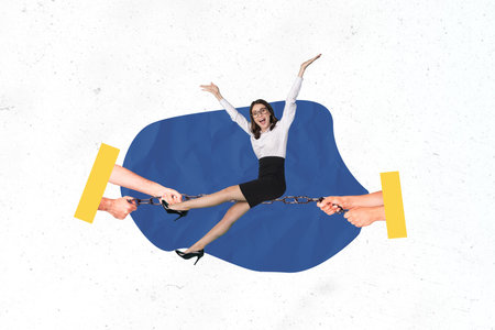 3D collage design composite trend artwork sketch of worker recruitment manager human resources young...