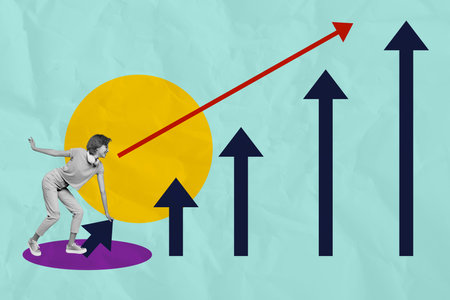 Collage design composite trend artwork sketch of young lady ride skateboard goal development leadership motivation progress ambition aimの写真素材