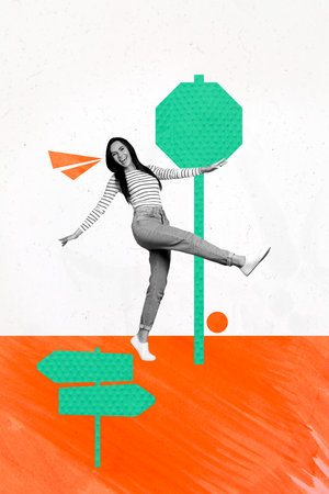 Creative trend artwork design collage sketch of leadership strategy success target aim aspiration...