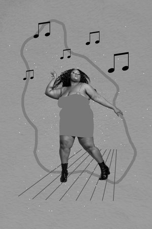 Creative photo 3d collage artwork postcard poster of funny beautiful girl have fun enjoy cool party...