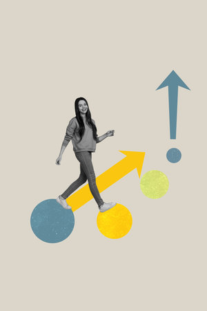 Creative trend artwork design 3D collage sketch of hr entrepreneur hiring worker office arrow way...