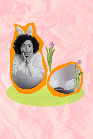 Template collage design trend sketch of tradition easter springtime feast holiday religion young...