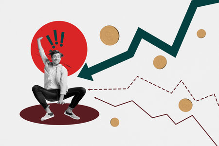 Creative full art collage of happy businessman receive dollar coin transaction earnings jackpot...