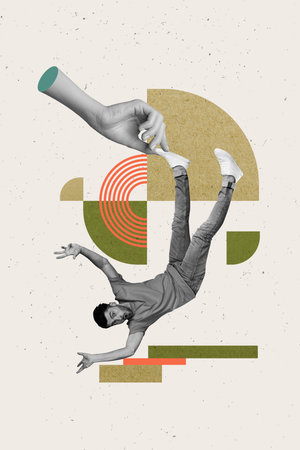 Poster picture collage of person on color backgroundの写真素材