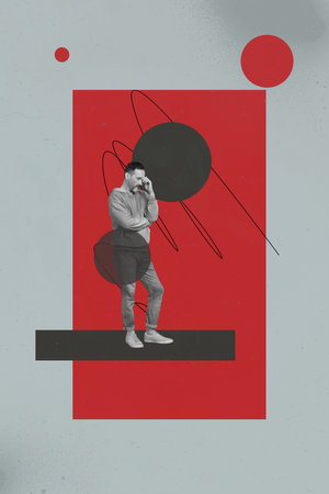 Sketch 3d image poster art collage of happy girl guy dance weekend party chill entertainment success occasion celebrate holidayの写真素材