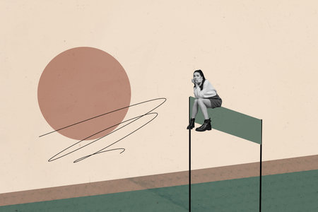 Image pop banner 3d photo collage of happy businessman businesswoman stand finish line career development progress achievementの写真素材