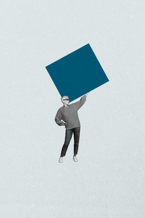 Vertical poster art collage of happy girl guy dance weekend party chill entertainment success occasion celebrate holidayの写真素材