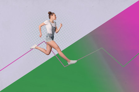 Picture collage image of happy businesswoman businessman receive career promotion success developmentの写真素材