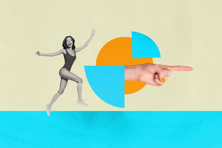 Collage of people office tools arrow chart symbolizing business growth earnings career developmentの写真素材