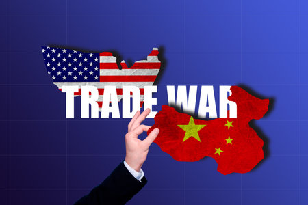 Composite sketch image design artwork collage of business market income financial hand hold china map country america inflation bankruptの写真素材