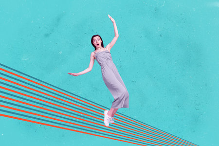 Image full poster art collage of happy businesswoman businessman receive development career aim achievement doodle success conceptの写真素材