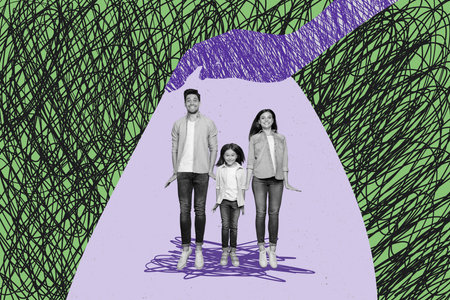 Collage of happy family showing emotions and love parenting bonding childhood joy shopping promotion conceptの写真素材