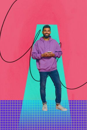 Composite zine pop trend collage of happy girl guy dance weekend chill party celebration event holiday vibe relax occasionの写真素材