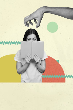 Vertical sketch image photo collage of happy girl guy dance disco occasion hand gesture dancehall celebration entertainmentの写真素材