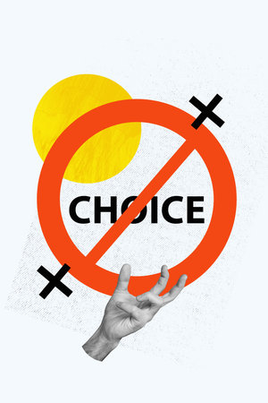 Creative artwork template sketch image 3D collage of hand gesture showing hold sign cross stop rejection choice conflict failure problemの写真素材