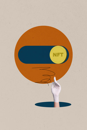 Vertical pop sketch 3d collage of business hand hold dollar coin money transaction cooperation...