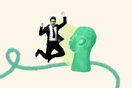 Full 3d art trend collage of happy girl dance doll pottery party dummy museum excursion dance holiday celebration clubberの写真素材