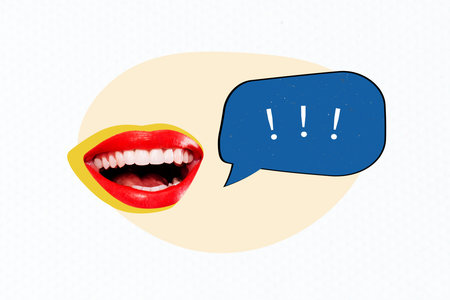 Sketch template design photo collage composite of mouth lips smile makeup lipstick teeth dentistry message speech quote communication chatの写真素材