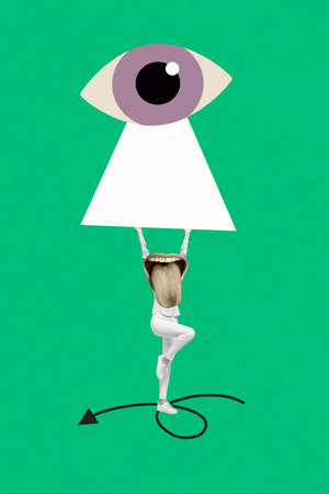 Composite image montage trend artwork 3D collage of focus look vision watch eyesight mouth tongue...
