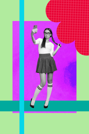 Exclusive artwork banner creative collage of happy girl guy dance chill party relax weekend...