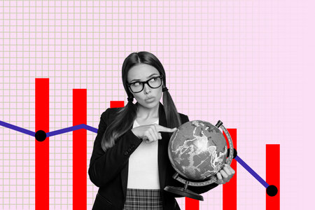 Composite poster image art collage of happy freelancer manager hold laptop tablet chart development...