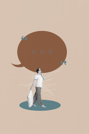 Vertical 3d poster art collage of happy girl guy stand bubble communication chatterbox speech scribble dialogue conversationの写真素材