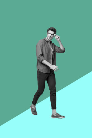 Exclusive artwork banner creative collage of happy girl guy dance chill party relax weekend celebration chill entertainmentの写真素材