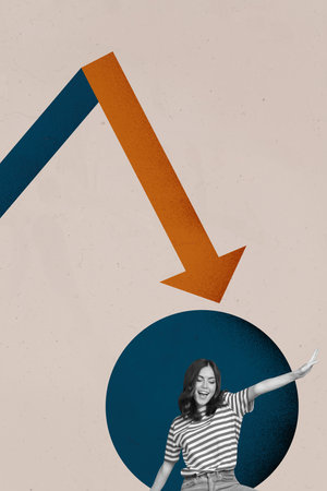 Financial Business Success Collage Showing Happy person With Upward Arrow Symbolizing Money Trading Growth Statsの写真素材