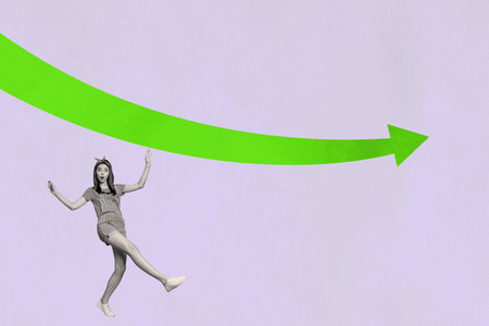 Collage of people office tools arrow chart symbolizing business growth earnings teamwork career...