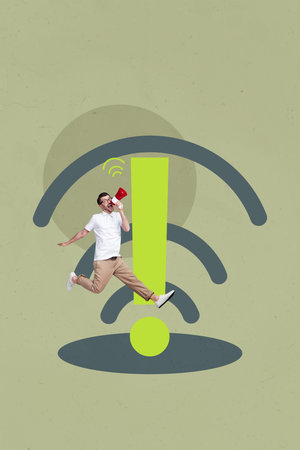 Collage Showing Smartphone laptop Wifi Icons Symbolizing Internet Connection Social Media Freelance Bloggingの写真素材