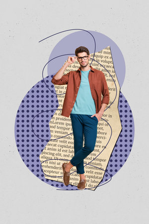 Art image vertical photo collage of happy guy dance weekend celebration vibe event chill party discotheque clubbing holidayの写真素材