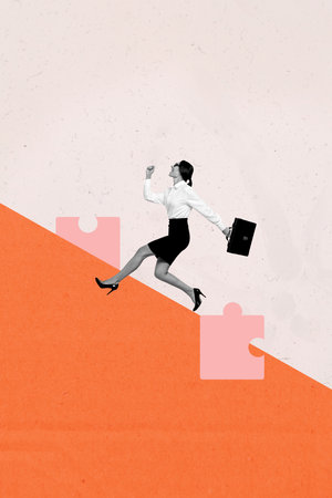 Trend artwork poster composite sketch collage of puzzle match human resources worker employment...