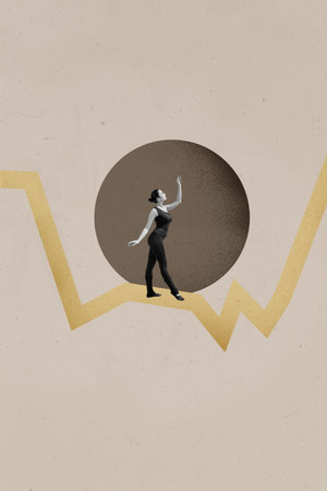 Financial Business Success Collage Showing Happy person With Upward Arrow Symbolizing Money Trading Growth Statsの写真素材