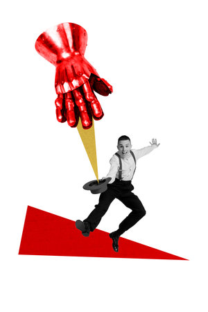 Trendy banner 3d poster image photo collage of fairy-tale character girl guy metal armor steel protection guard excalibur swordの写真素材