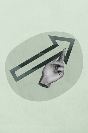 Vertical art 3d creative image collage of business hand arrow development path direction success...