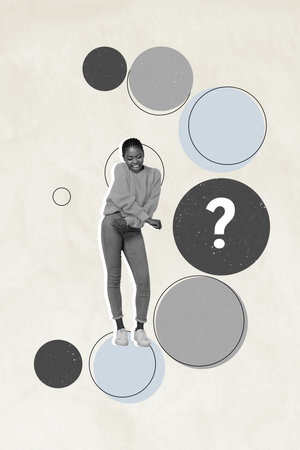 Vertical pop creative collage of happy businesswoman businessman stand ball sphere development...