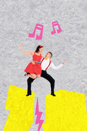 Composite sketch design 3D photo collage of contemporary elegance pose dancer professional passion...