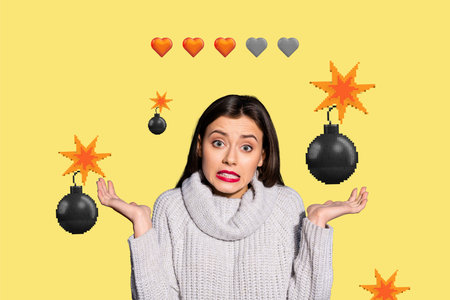 Full trendy sketch 3d collage poster of happy girl guy receive like reaction popular blog feedback social media bubble donationの写真素材