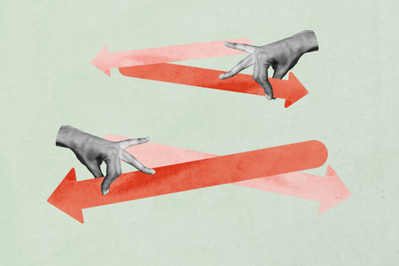 Trendy art 3d creative image collage of business hand arrow development path direction success statistics growth road signの写真素材