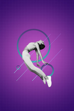 Composite sketch design artwork photo collage of dynamic motivation healthcare warmup fitness...