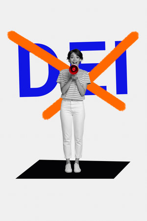 Sketch design trend artwork poster 3D photo collage of gender inclusion diversity social problems...