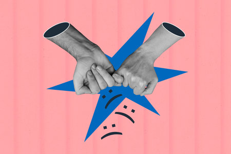 Sketch art image poster 3d banner collage of human hands show pinky swear symbol forgiveness emoji...