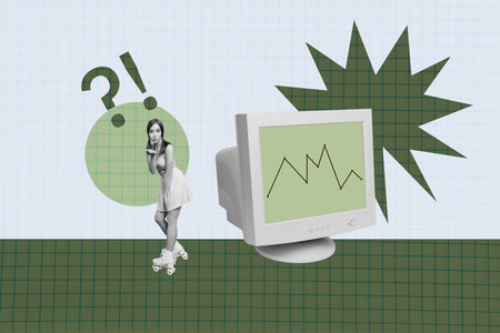 Successful freelancer celebrating financial growth working remotely computer desk laptop in creative...