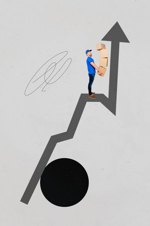 Financial Business Success Collage Showing person With Upward Arrow Symbolizing Money Trading Growth...