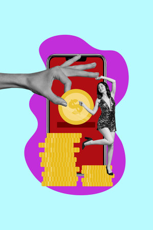 Collage of business blogger man woman deice digital gadget chat window symbolizing ideas online...