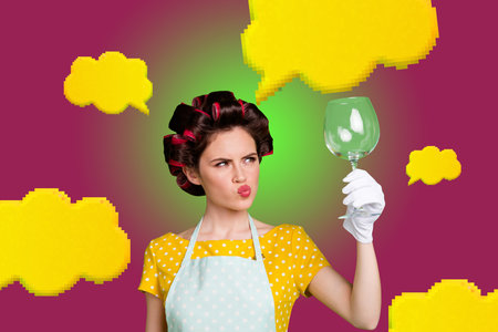 3d image zine art pop trend collage of happy girl guy stand bubble correspondence cv icon webpage chat dialogue conversationの写真素材