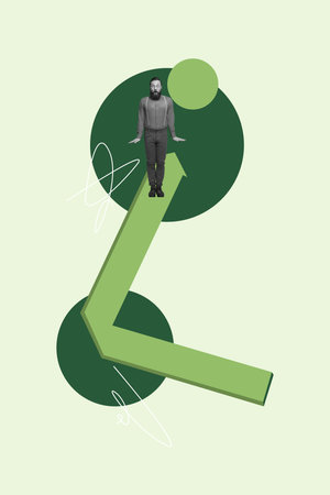 Pop poster collage of person on green backgroundの写真素材