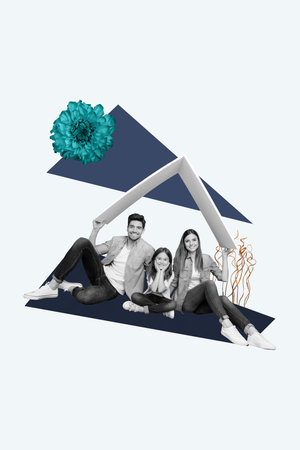 Collage of a smiling person reaching for blooming flower, symbolizing spring summer joy and connection with natureの写真素材