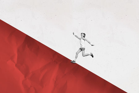 3d image photo collage template sketch of warmup athlete motivation fit health exercise determination workout young man run smileの写真素材