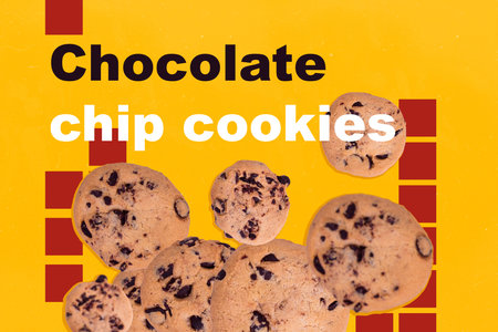 Template sketch image composite artwork collage of chocolate chip cookies dieting food nutrition meal calories tasty yummy confectionの写真素材